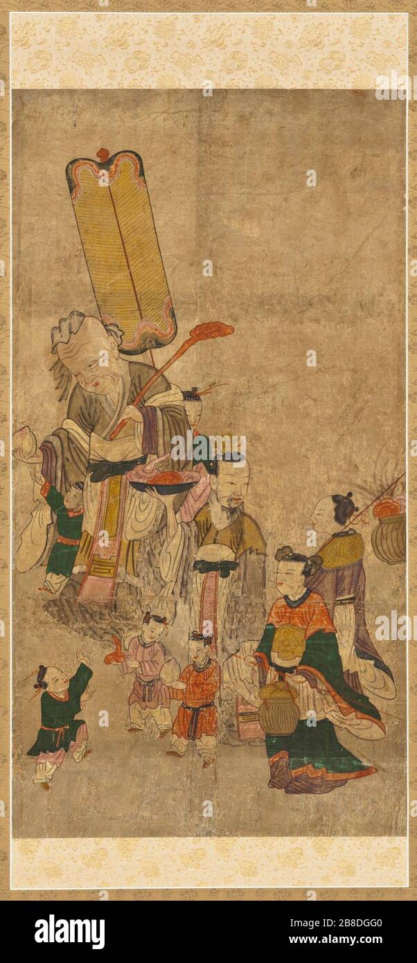 'Dongfang Tongbang Shuo (SAK), uno de los Ocho Inmortales chinos; en inglés: Corea, coreano, la dinastía Joseon, 1392-1910, pinturas del siglo xviii colgando de desplazarse, tinta y color sobre papel imagen: 27 3/8 x 14 1/2 pulg. (69.53 x 36.83 cm); el monte: 59 3/4 x 19 1/2 pulg. (151.77 x 49,53 cm); el rodillo: 22. (55,88 cm) adquiridos con fondos del Museo (M.2000.15.32) arte coreano; siglo xviii fecha QS:P571,+1750-00-00T00:00:00Z/7; ' Foto de stock