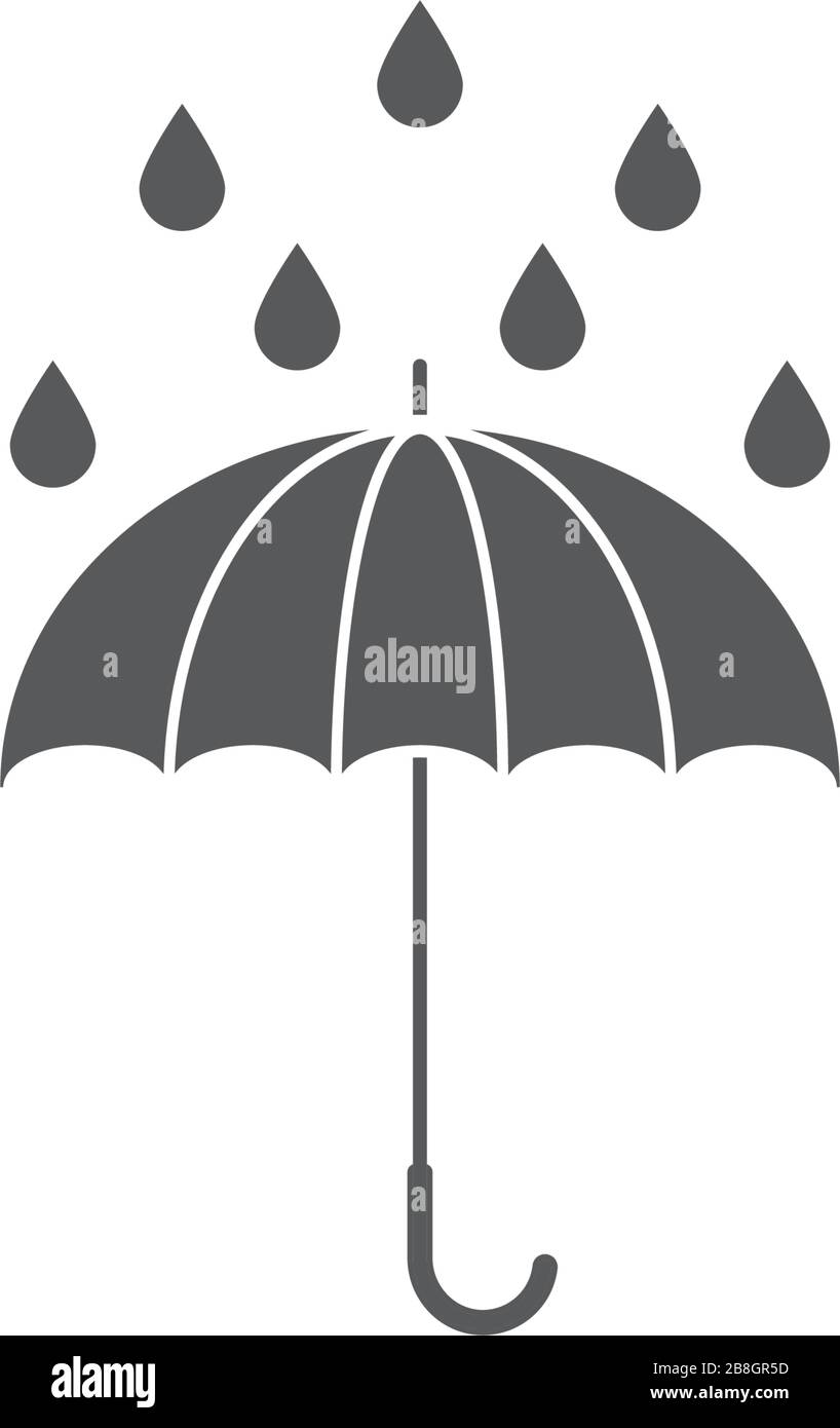 Paraguas y lluvia vector icono diseño plano aislado sobre fondo blanco  Imagen Vector de stock - Alamy