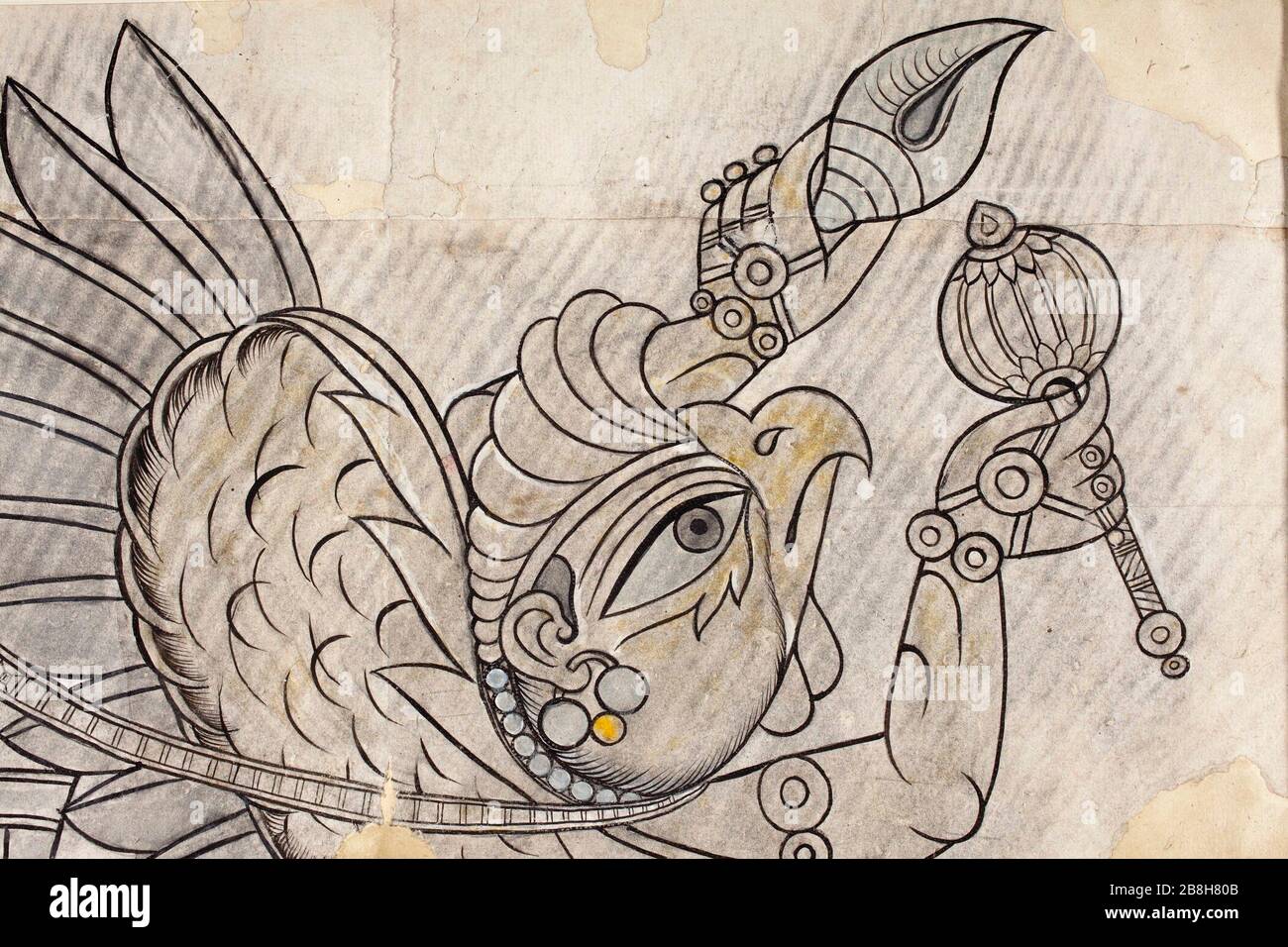 "Garuda volando por el aire (Imagen 2 de 3); en inglés: la India, Rajastán, Bundi, circa 1750-1775 dibujos de tinta y acuarela sobre papel opaco 24 1/4 x 27 3/8 pulg. (61.59 x 69.53 cm) de Regalo de Paul F. Walter (M.79.191.24) al sur y sureste asiáticos arte; entre circa 1750 y circa 1775 fecha QS:P571,+1750-00-00T00:00:00Z/7,P1319,+1750-00-00T00:00:00Z/9,P1326,+1775-00-00T00:00:00Z/9,P1480,Q5727902; ' Foto de stock
