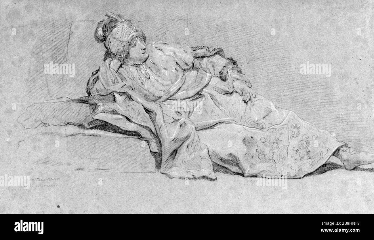 Attribué DE SULTANO NEGRO à Joseph-Marie Vien (1716-1809). 'negro de montaña'. Dessin. Musée des Beaux-Arts de la Ville de París, Petit Palais. Foto de stock
