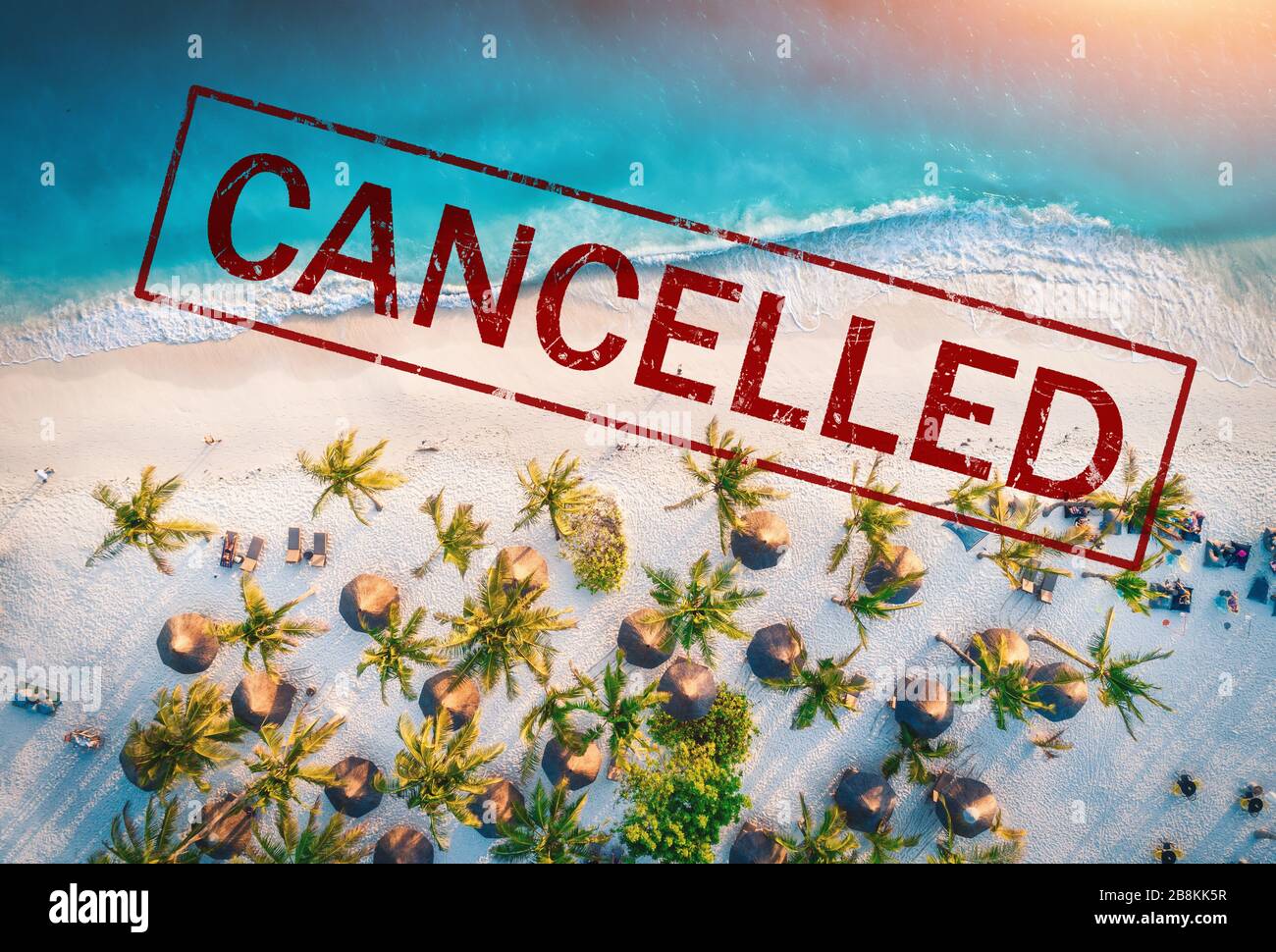 Viajes y vacaciones canceladas debido a la epidemia de coronavirus Foto de stock