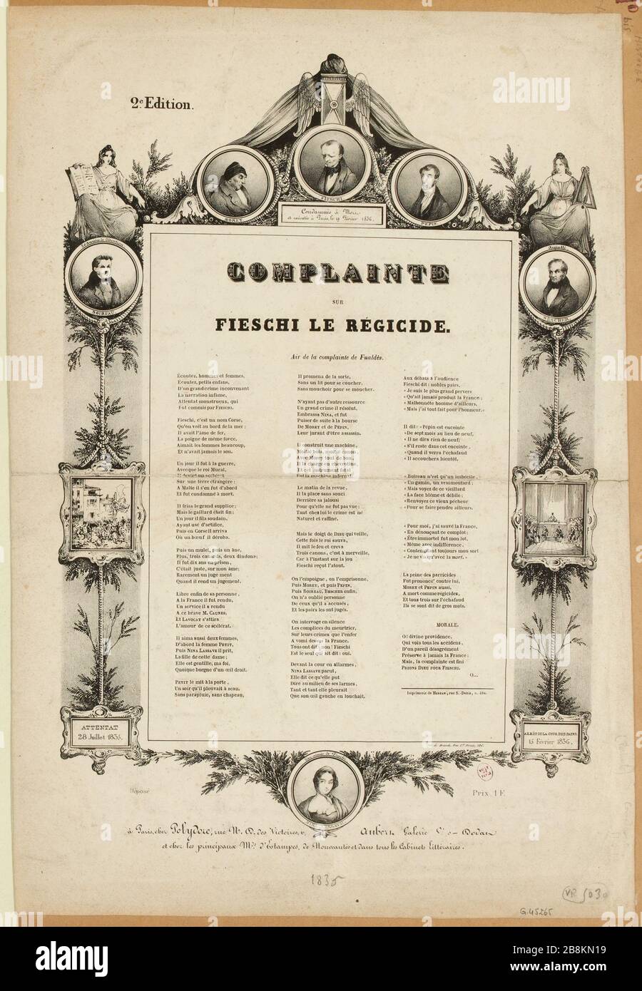 2ª Edición / Lament sobre el regicide Fieschi. (IT) Foto de stock