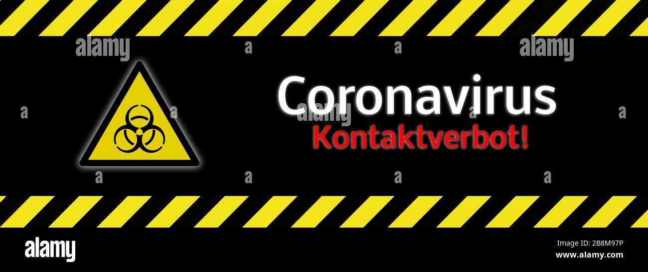 Banner prohibición de contacto en Alemania Corona virus en alemán Foto de stock