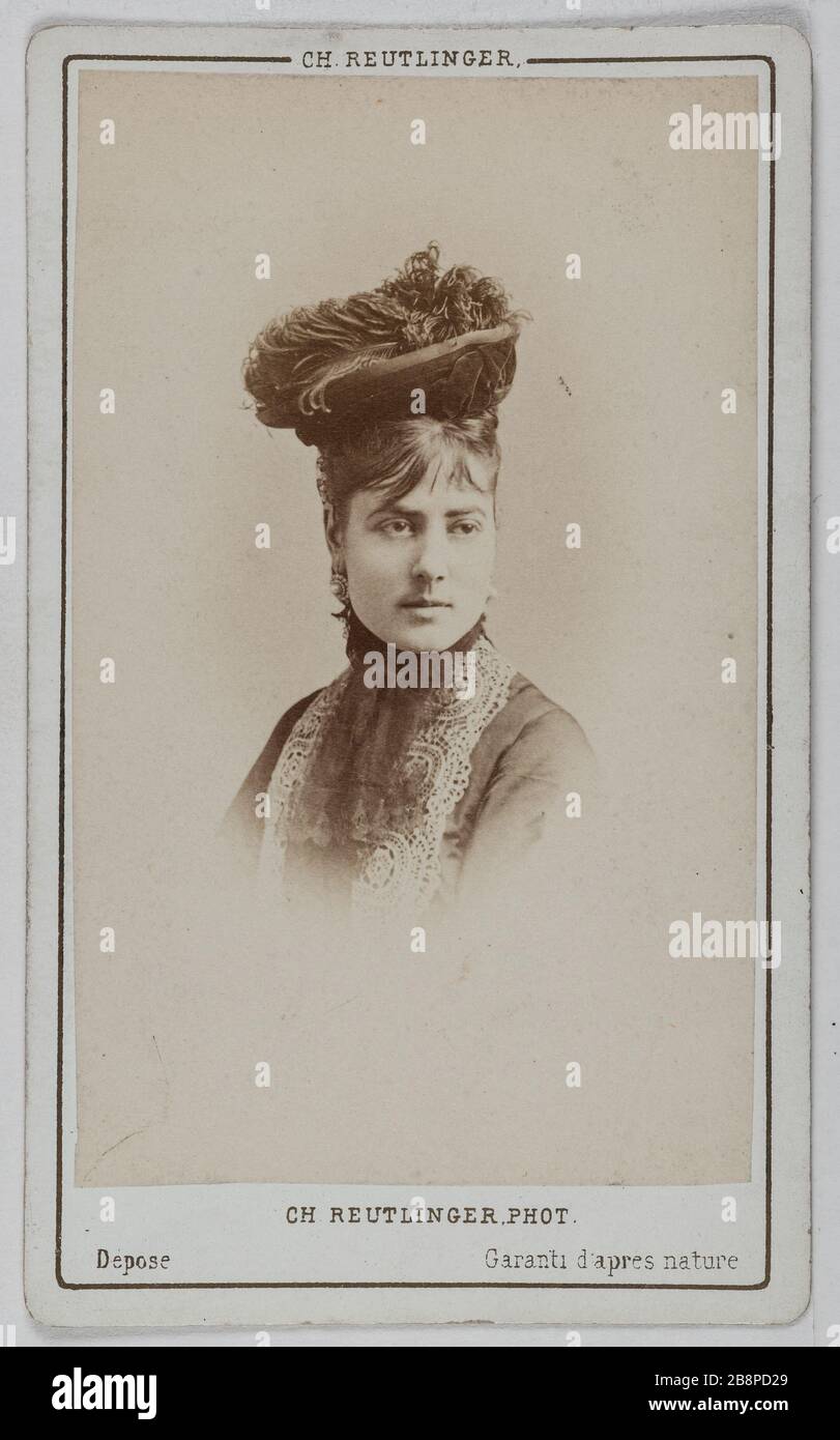 Retrato de Delphine Lissy o Lizy (actriz) Retrato de Delphine de Lissy ou Lizy, actrice. Avant 1872. Carta de visita (recto). Tirage sur papier albuminé. Fotografía de Charles Reutlinger (1816-1880). París, musée Carnavalet. Foto de stock