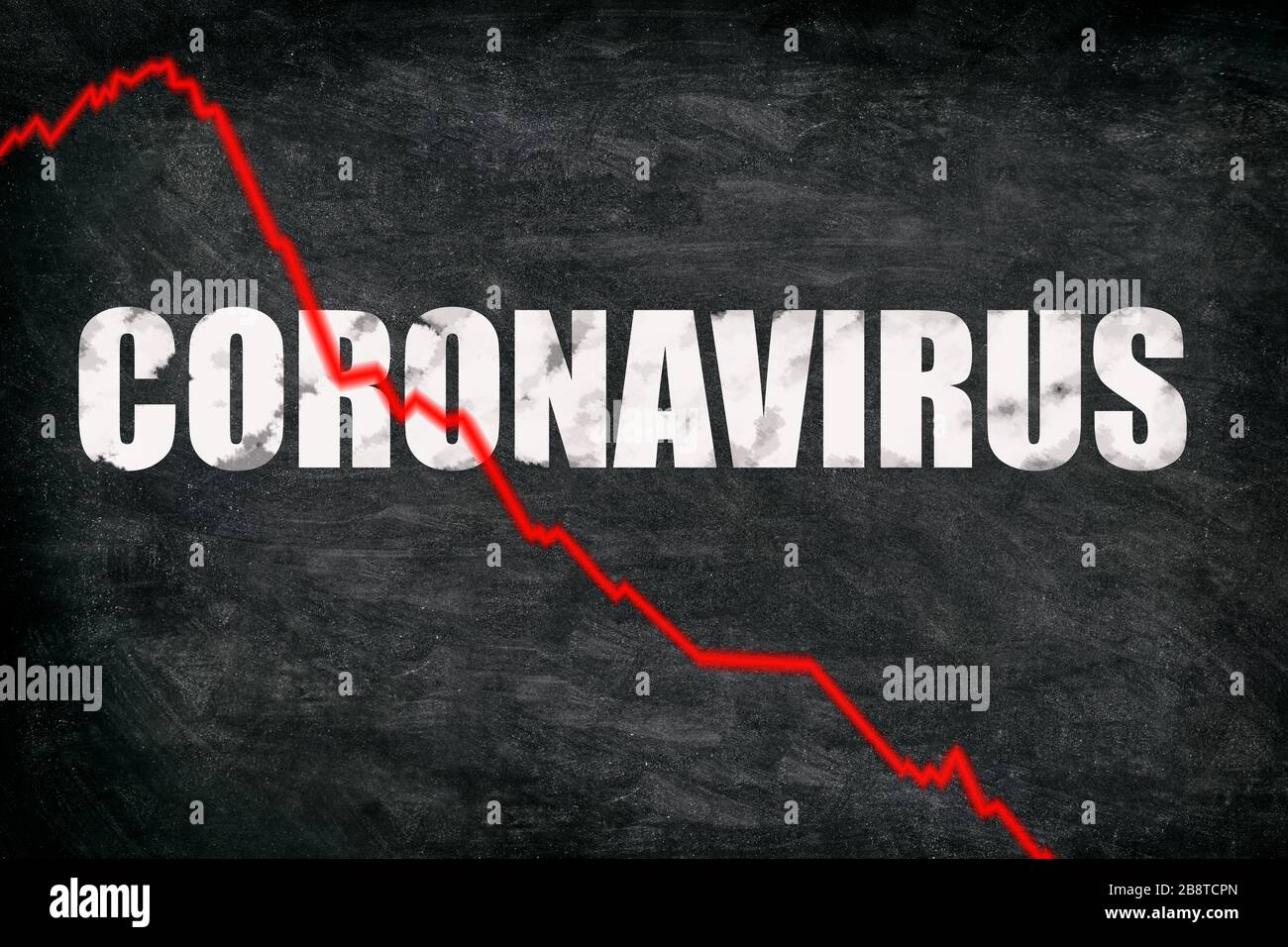 El mercado de valores de coronavirus se está rompiendo. La caída del virus de la corona causó una nueva crisis financiera y una recesión económica y bajista del mercado. Gráfico negativo de Foto de stock