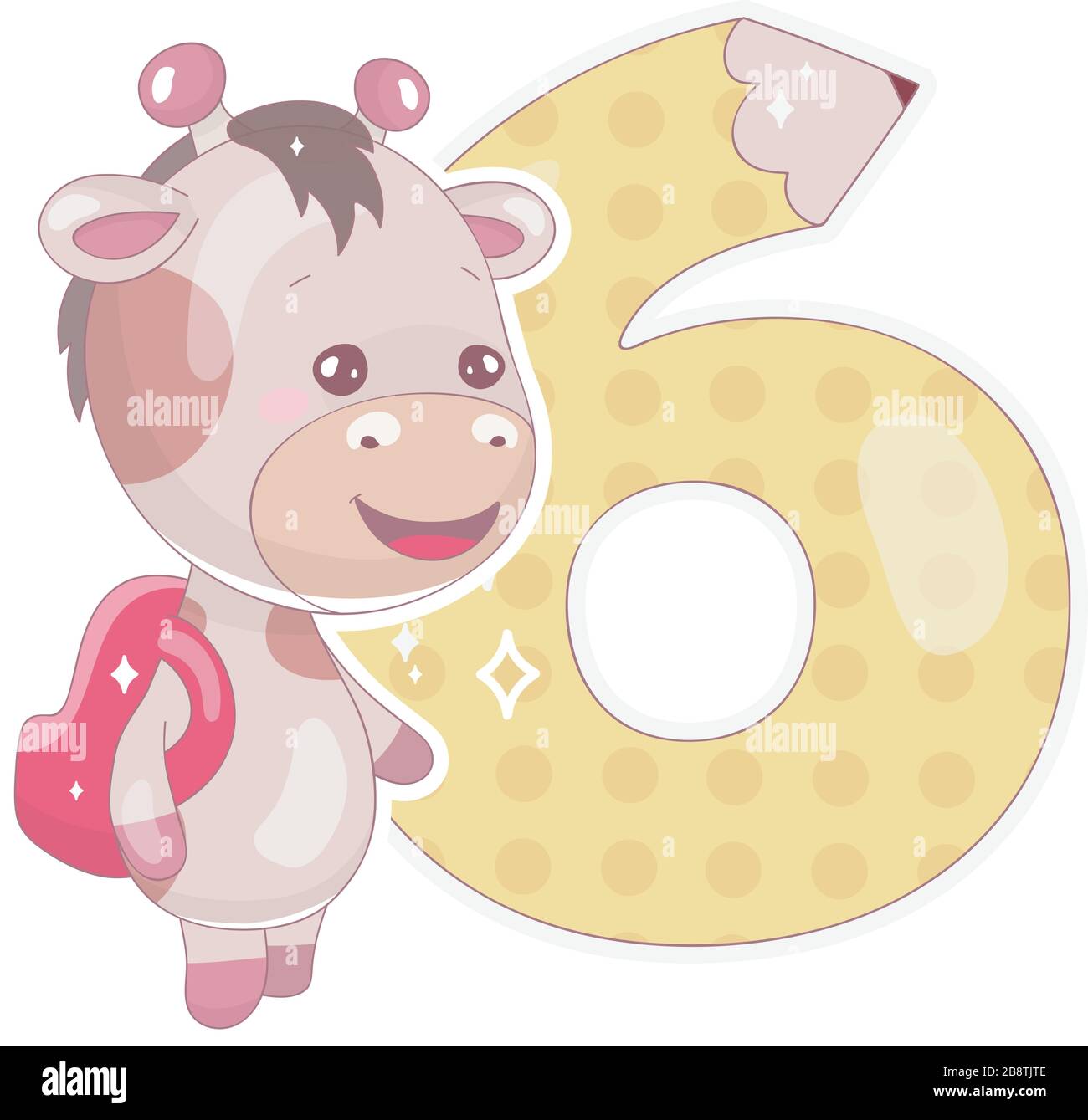 Lindo seis números con ilustración de dibujos animados de jirafa bebé  Imagen Vector de stock - Alamy
