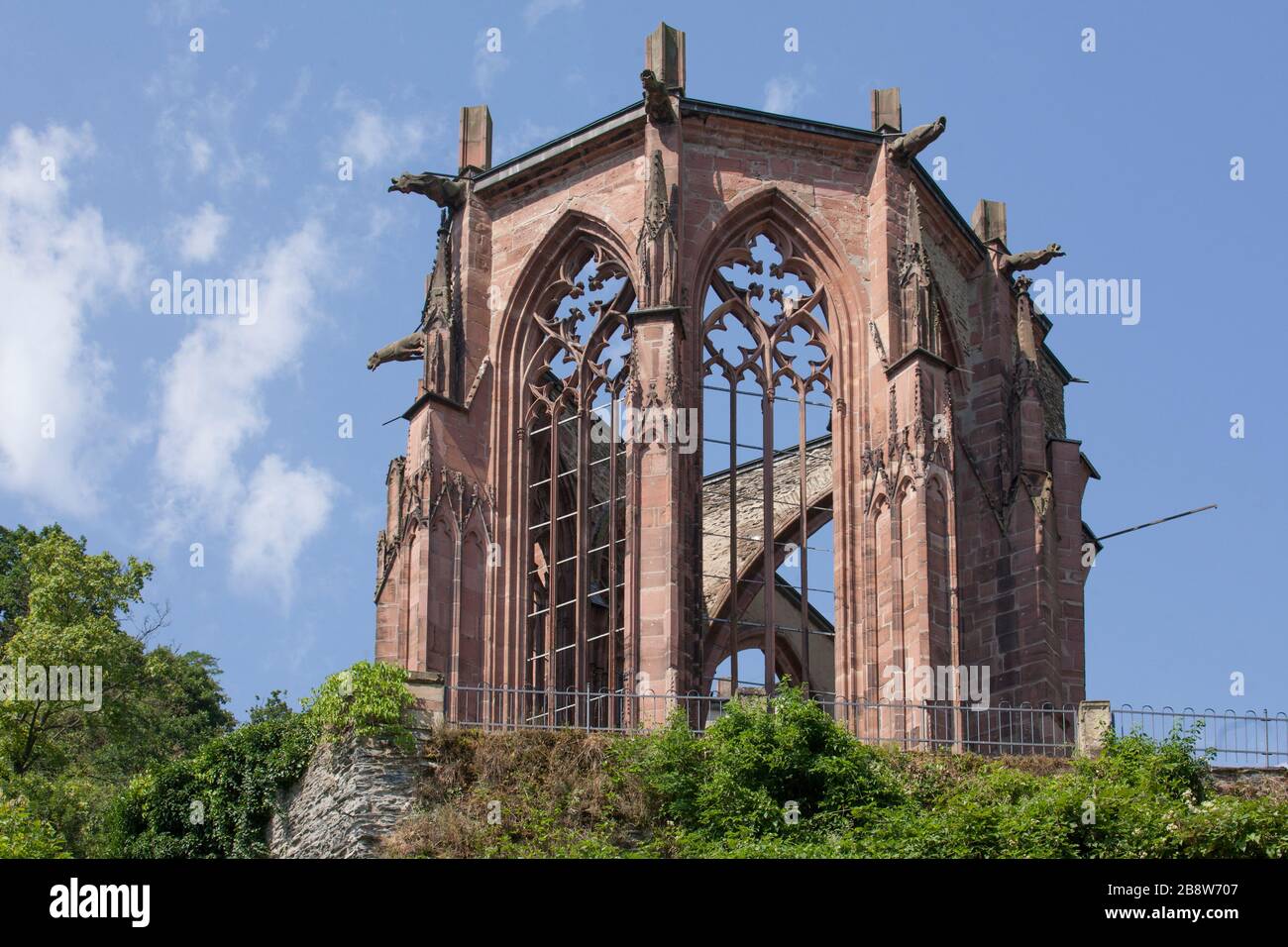 Ruinas de la Capilla Werner, Bacharach am Rhein, Patrimonio de la Humanidad de la Unesco Alto Valle del Rin Medio, Renania-Palatinado, Alemania, Europa Foto de stock