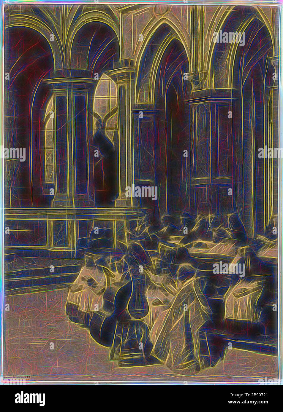 The Lectern, 1871, Léon Augustin Lhermitte, francés, 1844-1925, Francia,  tiza negra con manchas, raspado y borrado con huellas de tiza blanca sobre  papel de color crema, 565 × 412 mm, Reimaged by