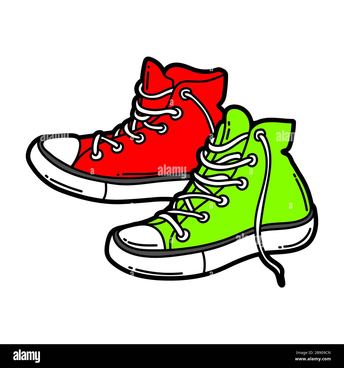 Pero Copiar vaquero Ilustración de sneakers de dibujos animados Imagen Vector de stock - Alamy