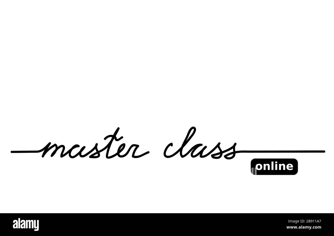 Clase maestra de letras vectoriales en línea, banner web. Botón en línea. Ilustración del Vector