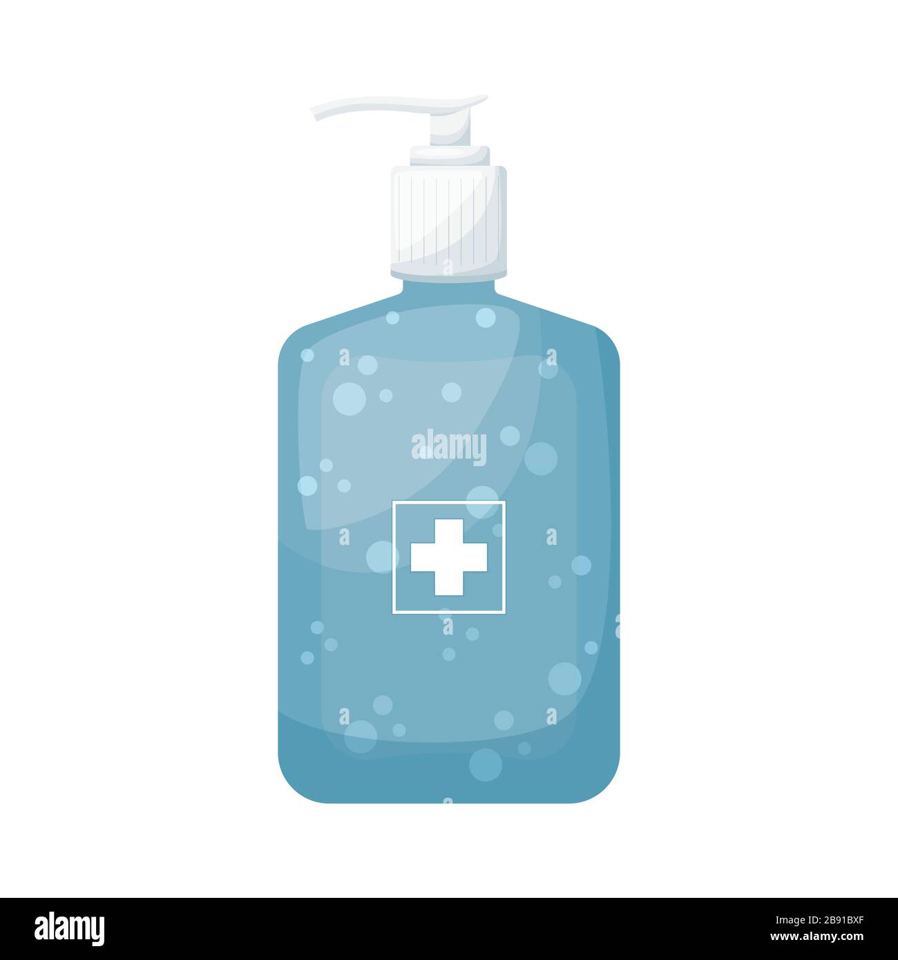 Botella de desinfectante para manos de dibujos animados, higiene personal médica. Ilustración vectorial Ilustración del Vector