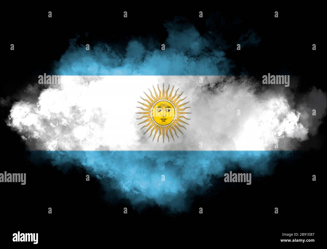 Bandera Argentina realizada con humo de color sobre fondo negro. Símbolo  abstracto Fotografía de stock - Alamy