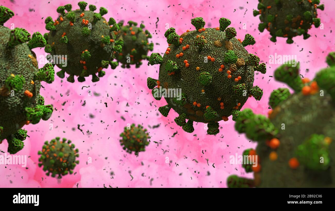 Patógeno coronavirus, brote de Covid-19, pandemia del virus Sars-CoV-2 Foto de stock