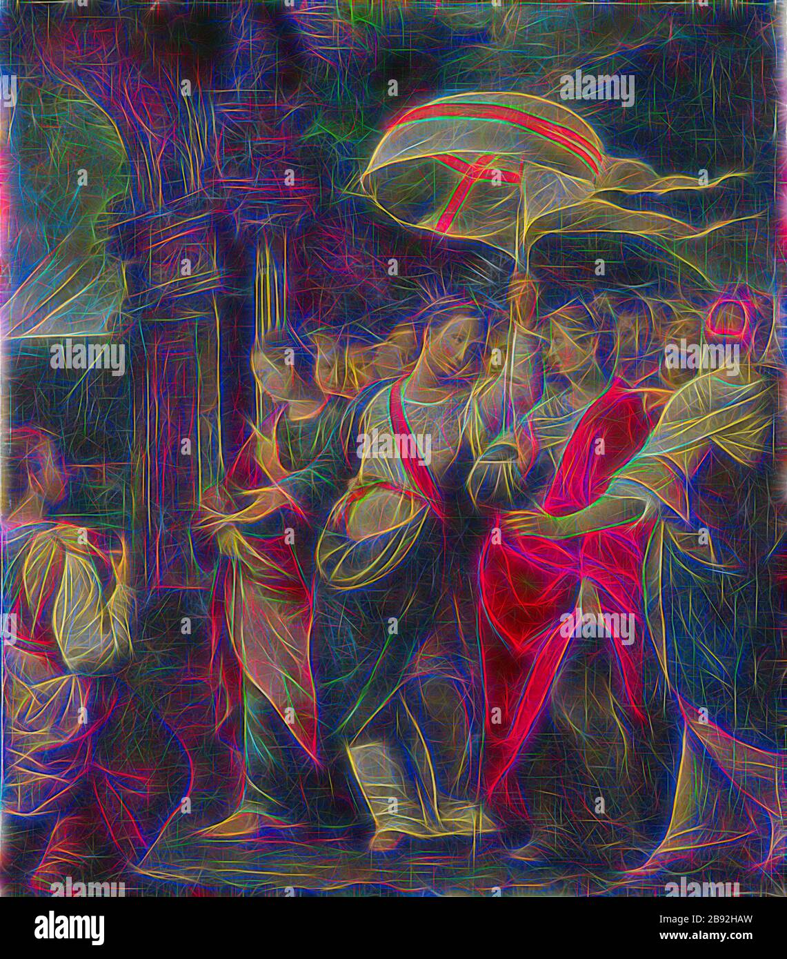 El hl., Ursula con sus compañeros, óleo sobre lienzo, 87 x 77 cm, sin  marcar, Deutscher Meister, 16. JH., Reimaginado por Gibon, diseño de brillo  alegre y cálido y rayos de luz.