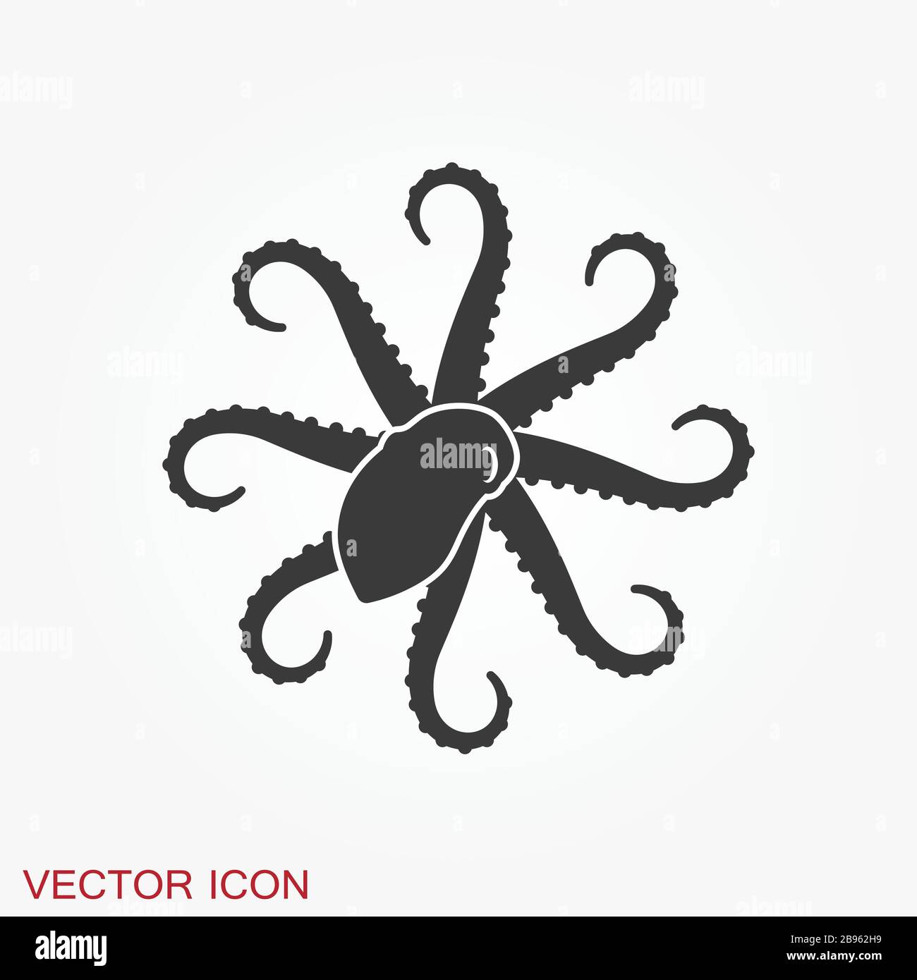 Icono de pulpo. Vector de un diseño de pulpo sobre fondo blanco. Animales  acuáticos Imagen Vector de stock - Alamy