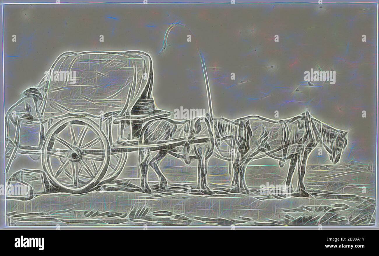 Thomas Rowlandson, el carro cubierto, producción fotográfica del dibujo en  la colección de Reveley de dibujos en Brynygwin, fig. 60, Philip Henry  Delamotte, 1855 - 1858, papel, papel fotográfico, cartón, álbum de