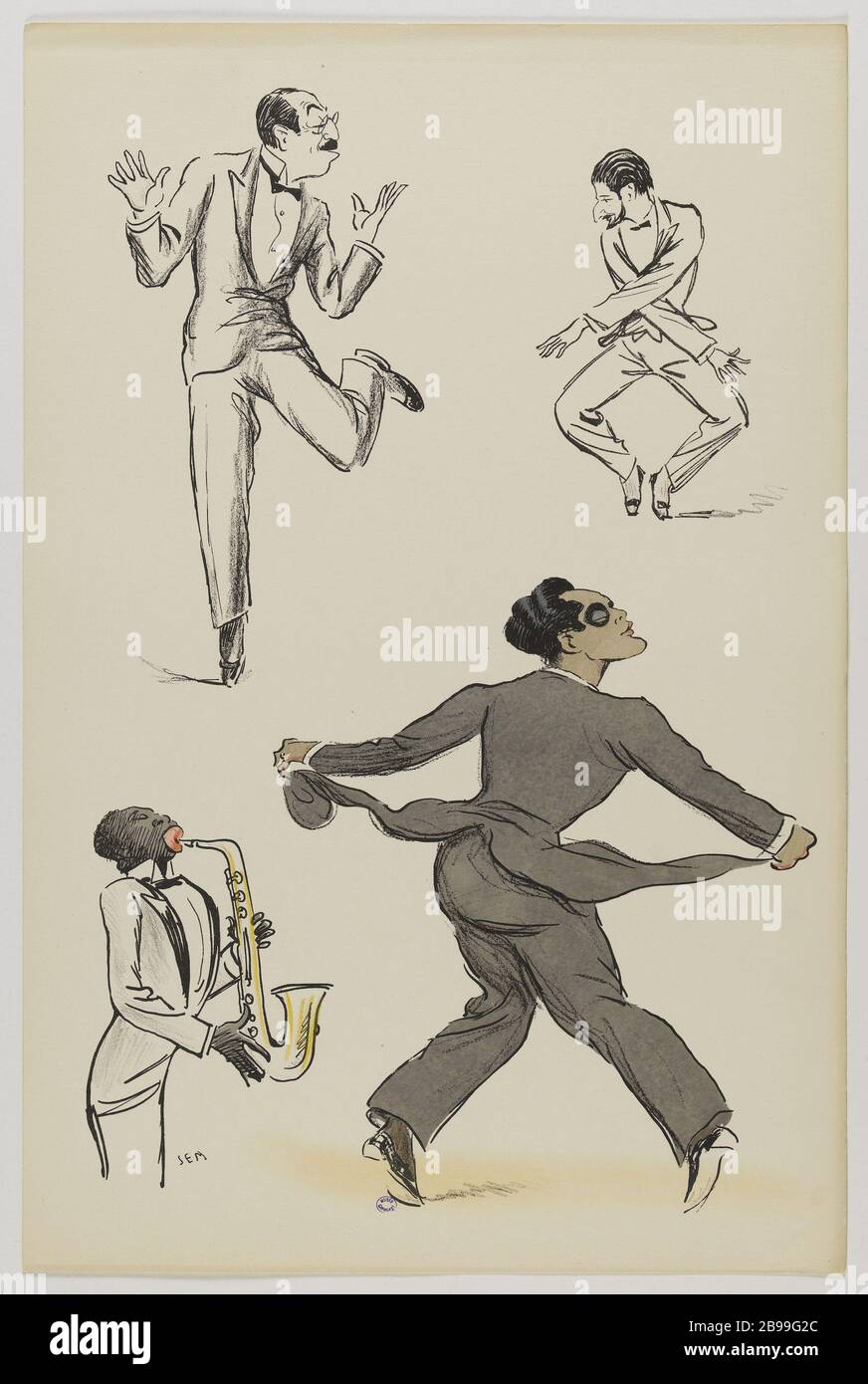 ÁLBUM WHITE BOTTOM DE SEM (PL 33) Sem Georges Goursat, dit (1863-1934). 'Album White Bottoms de Sem (pl 33)'. Lithographie en couleur. París, musée Carnavalet. Foto de stock