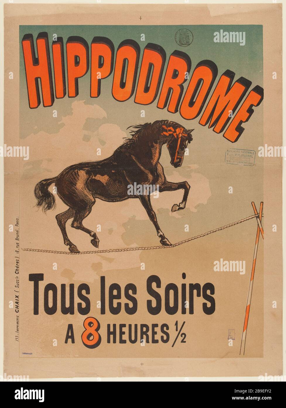 HIPÓDROMO, TODAS LAS NOCHES 'Hipódromo, Tous les Soirs'. Lithographie. 1885. París, musée Carnavalet. Foto de stock