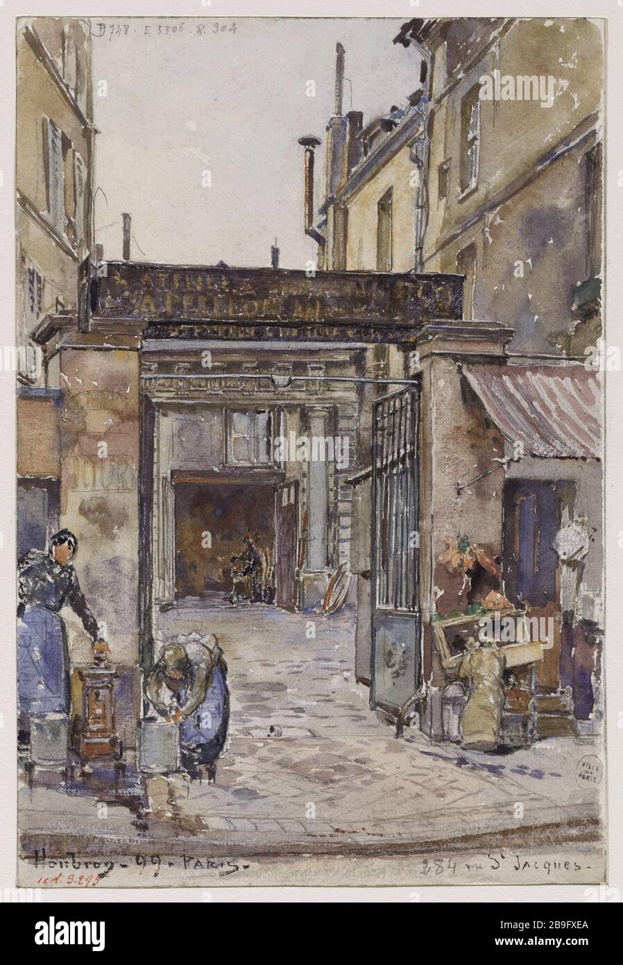 284 RUE ST JACQUES Frédéric-Anatole houbron (1851-1908). '284 rue St Jacques'. Aquarelle, 1899. París, musée Carnavalet. Foto de stock