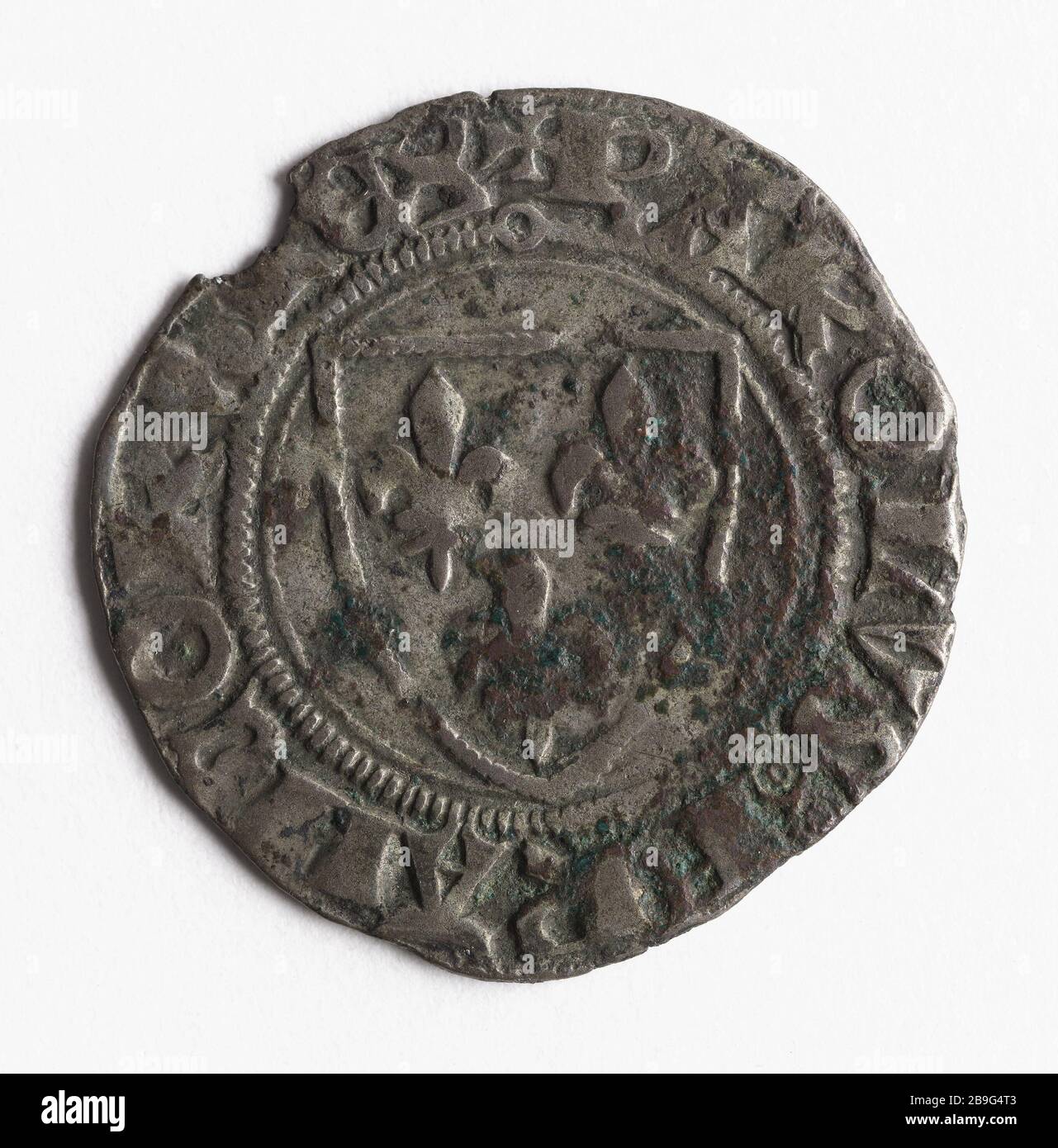 White dijo 'Guénar' dinero de Carlos VI, 1411 (título falso) Blanc dit 'Guénar' en argent de Carlos VI Argent, 1411. París, musée Carnavalet. Foto de stock