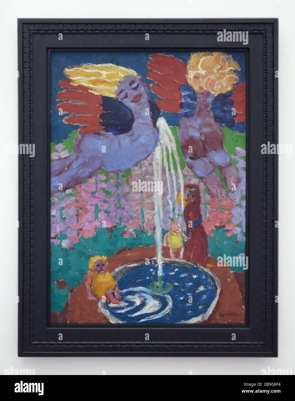 Pintura 'Fuente' del pintor expresionista alemán Emil Nolde (1916) en la Staatliche Kunsthalle Karlsruhe (Galería de Arte Estatal) en Karlsruhe, Baden-Württemberg, Alemania. Foto de stock