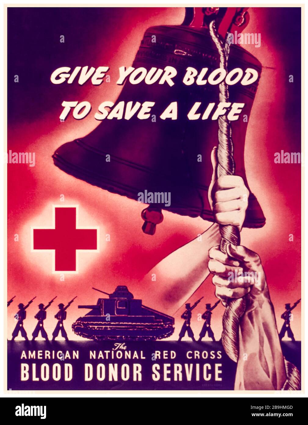Póster americano de WW2 Health, déle su sangre para salvar una vida, 1941-1945 Foto de stock