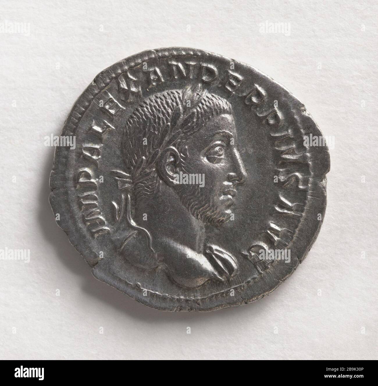Denarius Alexander Severo 232-235 Monnaie romaine. Denier d'Alexandre Sévère. Argent, entre 232 y 235. París, musée Carnavalet. Foto de stock