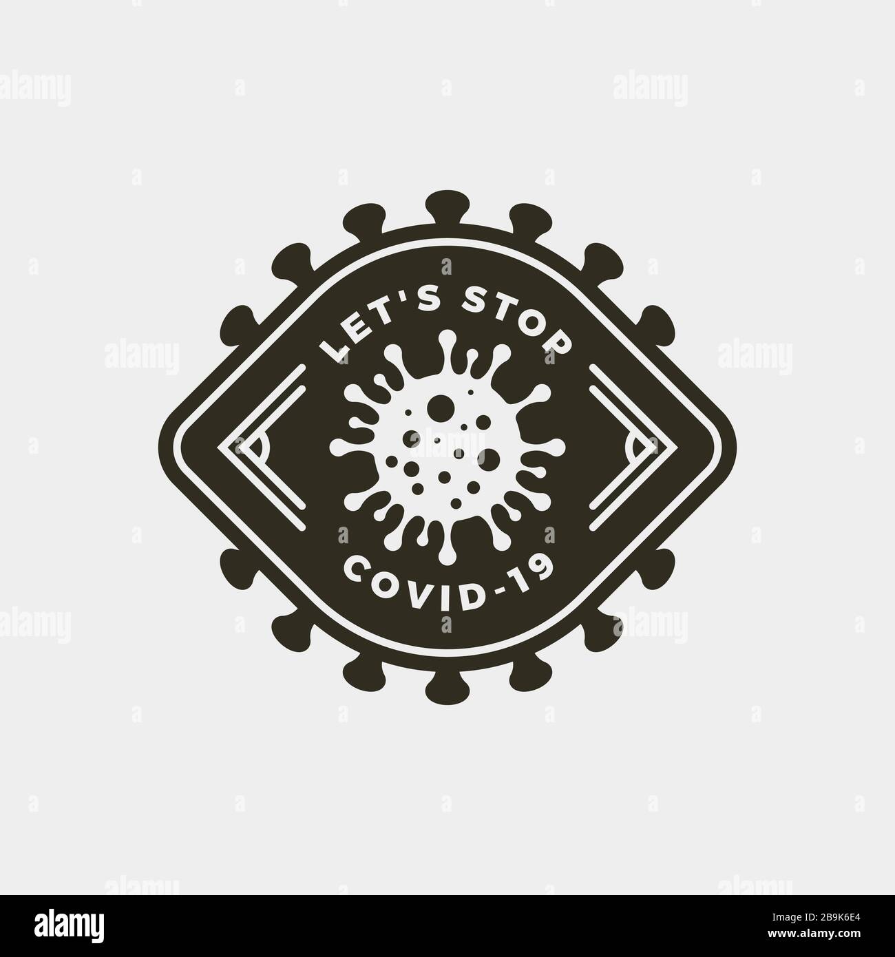 insignia pandémica de coronavirus. ilustración de vectores médicos y de salud. Propagación del brote del virus COVID-19. Concepto de diseño de camiseta STOP coronavirus. Ilustración del Vector