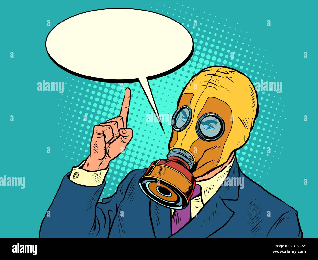 Hombre de negocios político en una máscara de gas, máscara protectora cuarentena epidémica Ilustración del Vector
