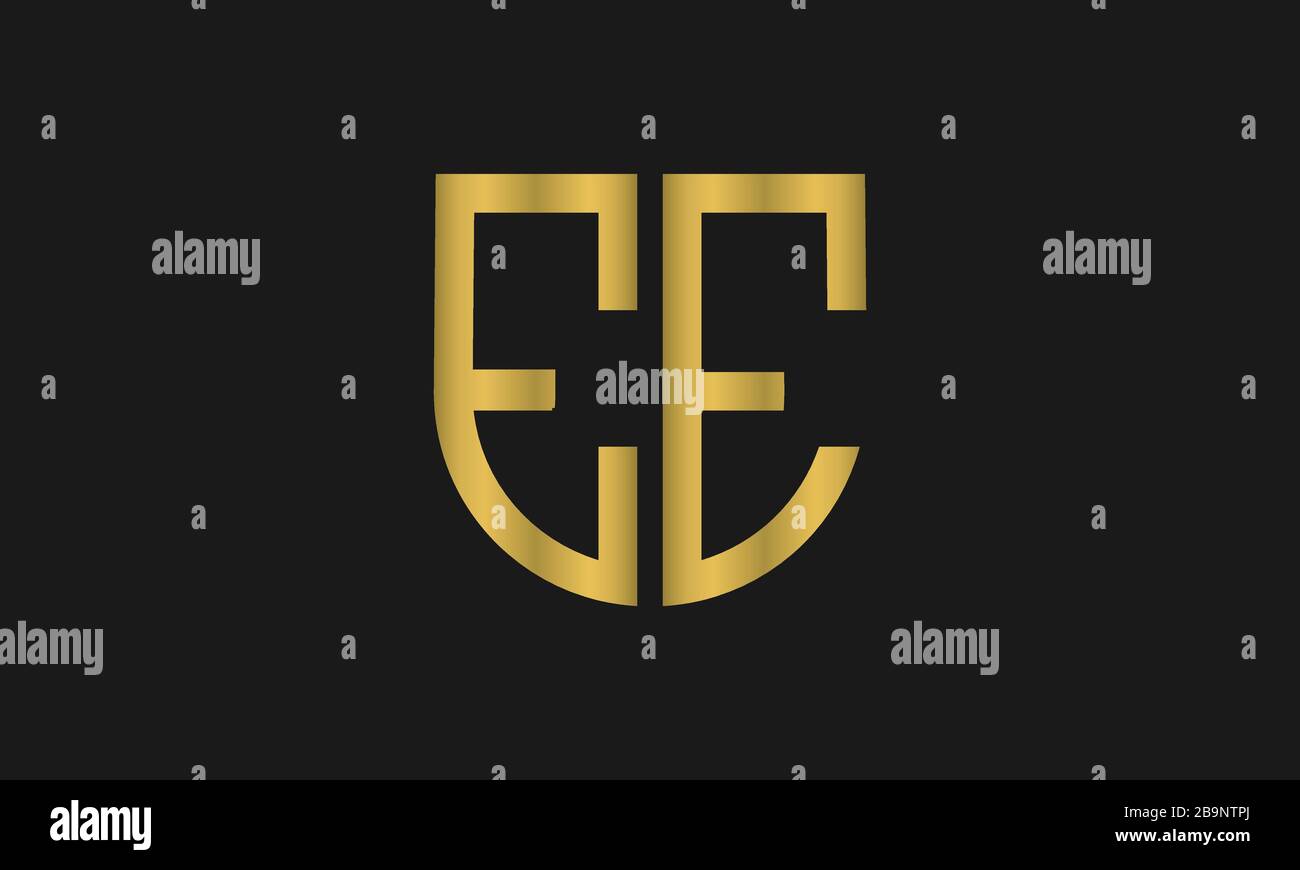 Combinación de monograma con letra EE y signo de escudo. Diseño de