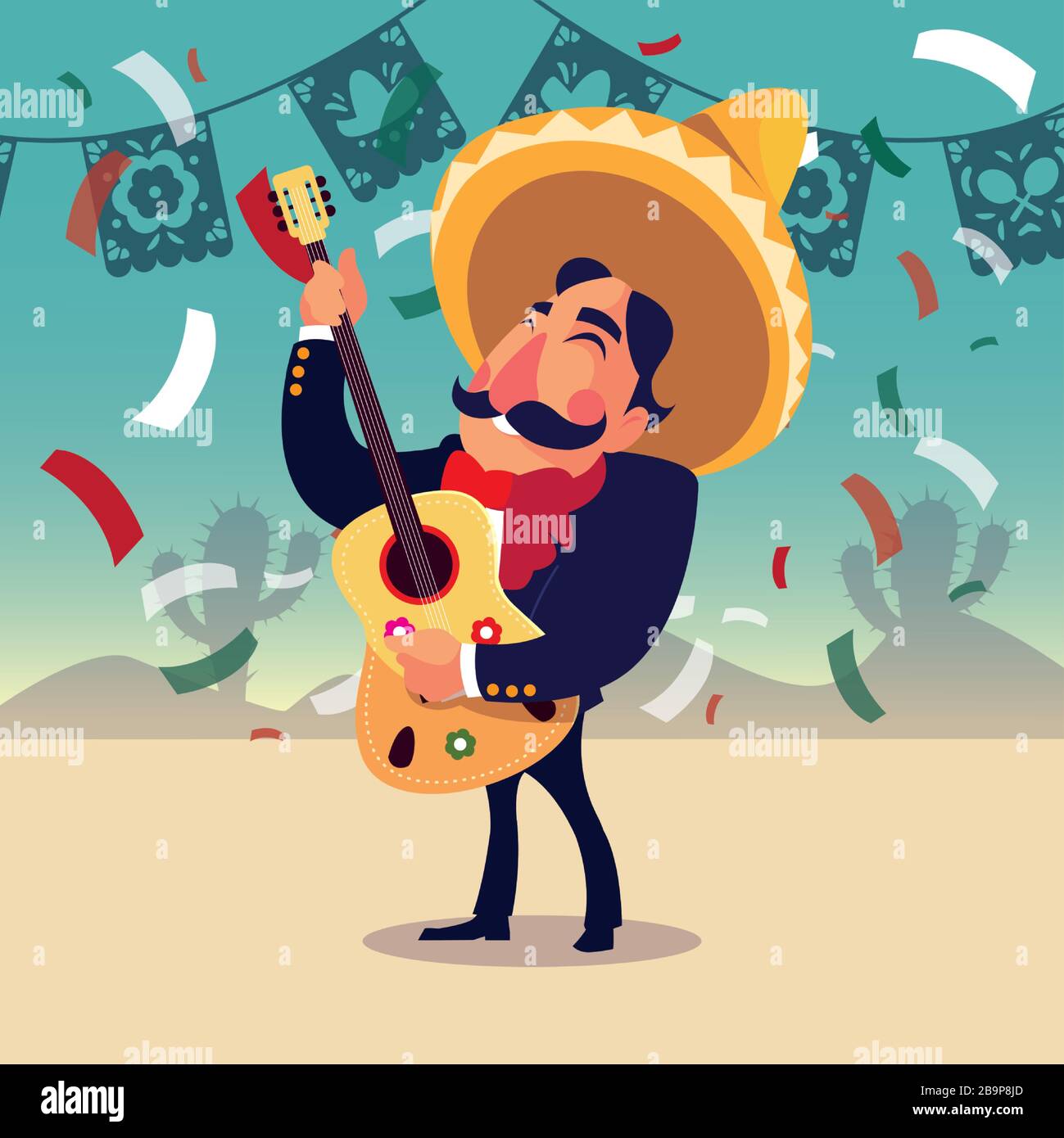 Oblea Productos lácteos cristiandad mariachi mexicano con guitarra, diseño típico de ilustración vectorial de instrumentos  musicales Imagen Vector de stock - Alamy