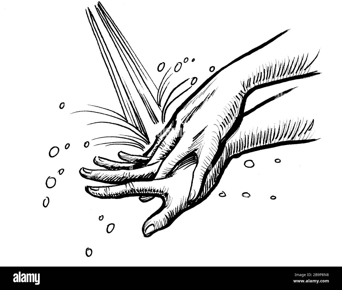 Lavarse las manos con jabón. Dibujo en blanco y negro Fotografía de stock -  Alamy