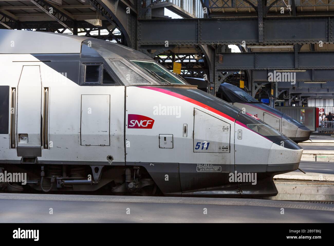 París, Francia – 23 de julio de 2019: Tren francés TGV de alta velocidad estación de tren Paris Est en Francia. Foto de stock