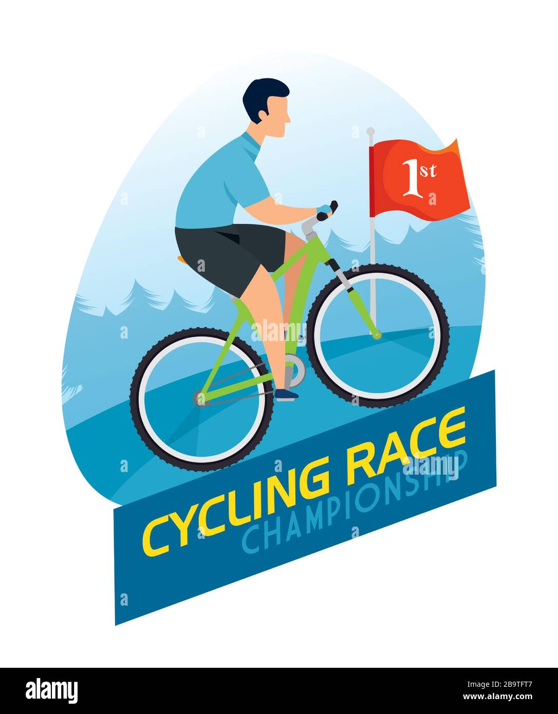 cartel del campeonato de ciclismo con hombre en bicicleta Imagen Vector de  stock - Alamy