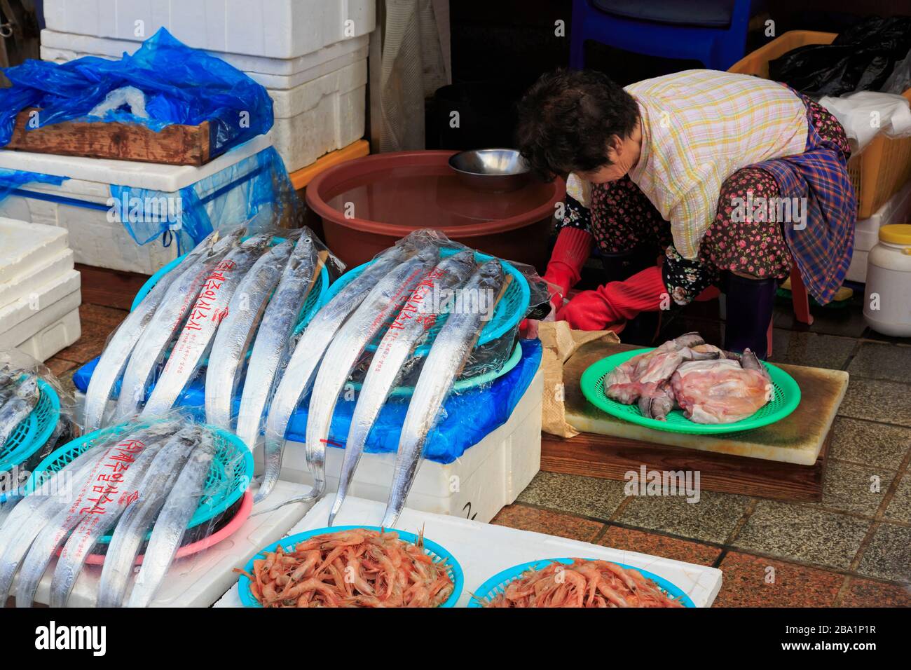 Mercado de Pescado, distrito de Nampo, Busan, Corea del Sur, Asia Foto de stock