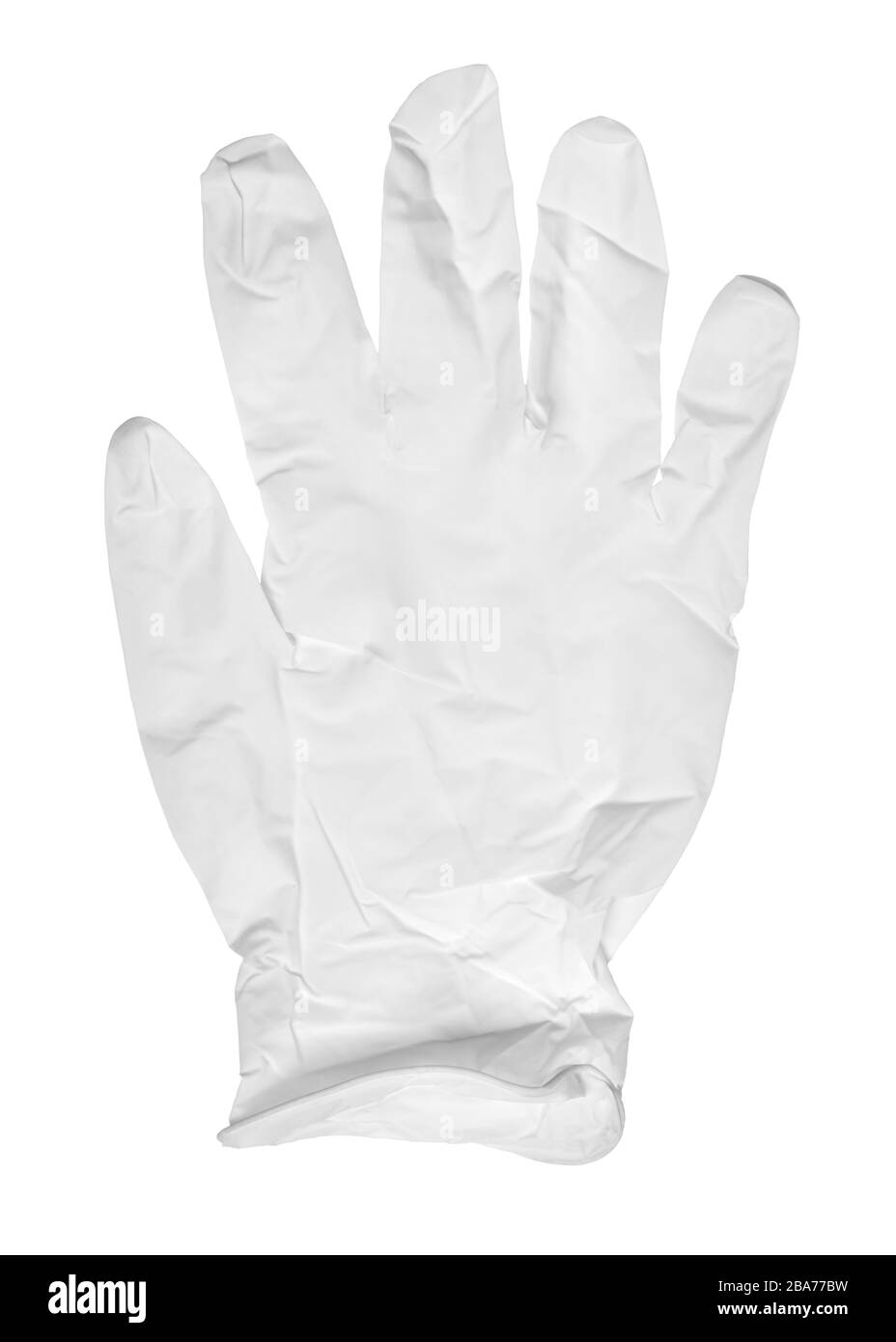 cierre de guantes de protección de látex blanco sobre fondo blanco Foto de stock