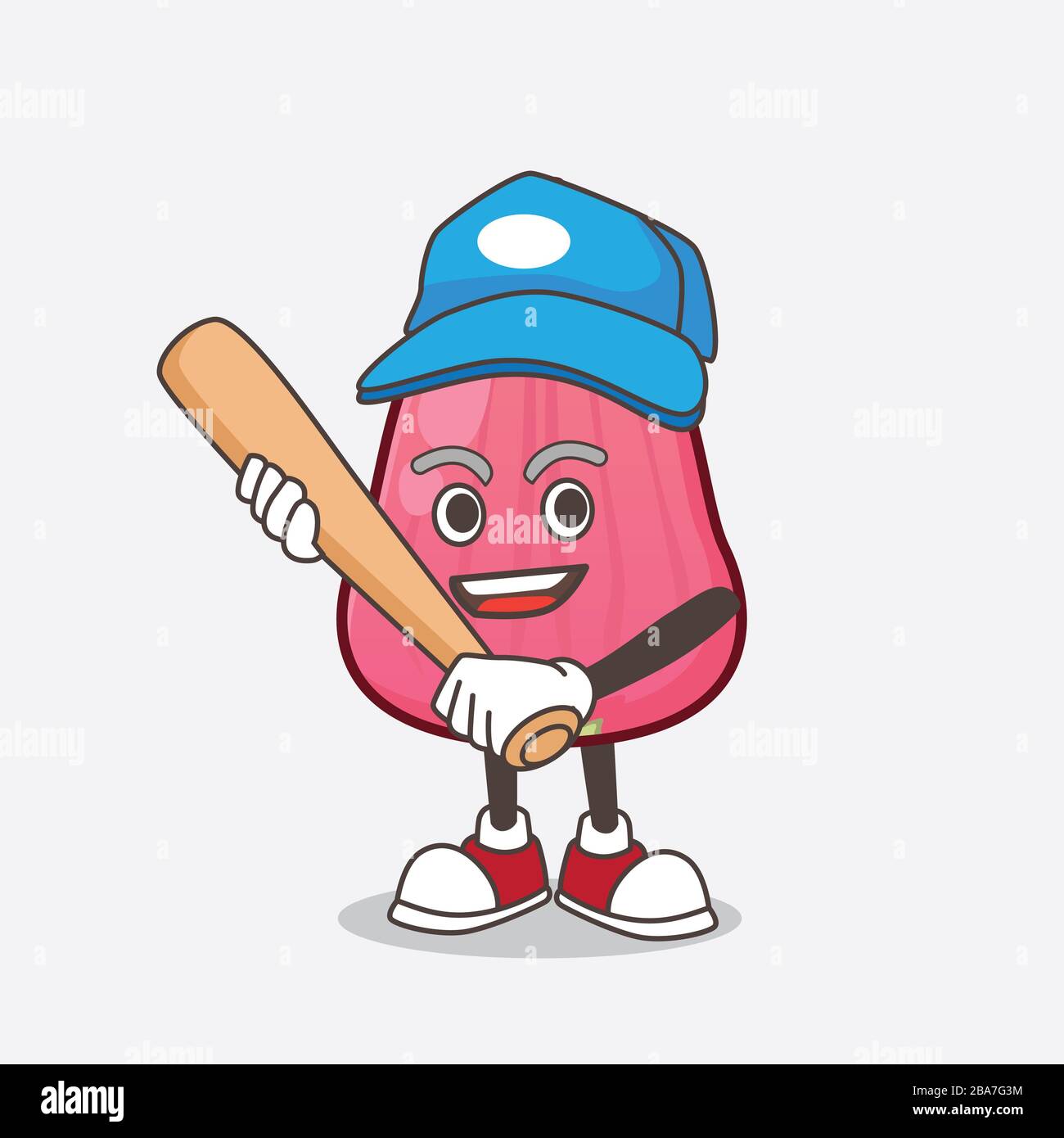 Una imagen de Java Apple personaje de dibujos animados mascota jugando  béisbol Fotografía de stock - Alamy