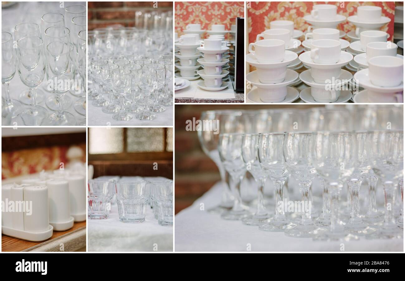 Alquiler de vajilla para servicio de catering - vasos, tazas, platos  Fotografía de stock - Alamy