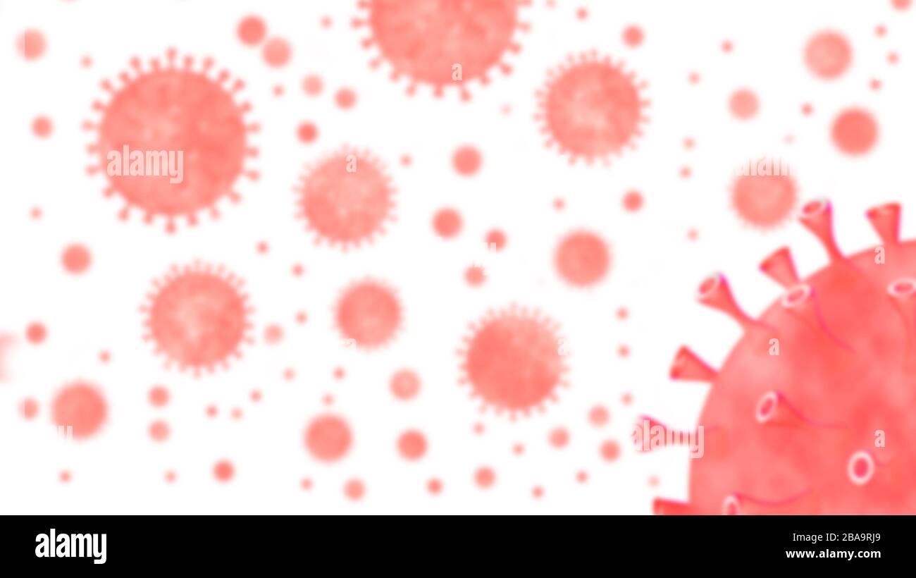 El coronavirus flotando en la vista microscópica de los fluidos. Brote pandémico covid-19, nueva enfermedad del SARS en China. Epidemia infecciosa. Peligro biológico de Chi Foto de stock