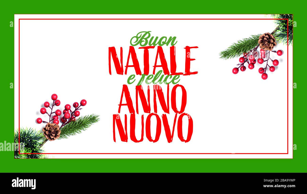 Buon Natale e Felice anno Nuovo' . Feliz Navidad y Feliz año Nuevo en  italiano. Social Media diario de la portada, los deseos de correo  electrónico en un oro un tigre Fotografía