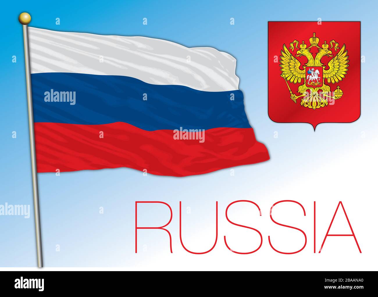 Rusia bandera nacional oficial y escudo