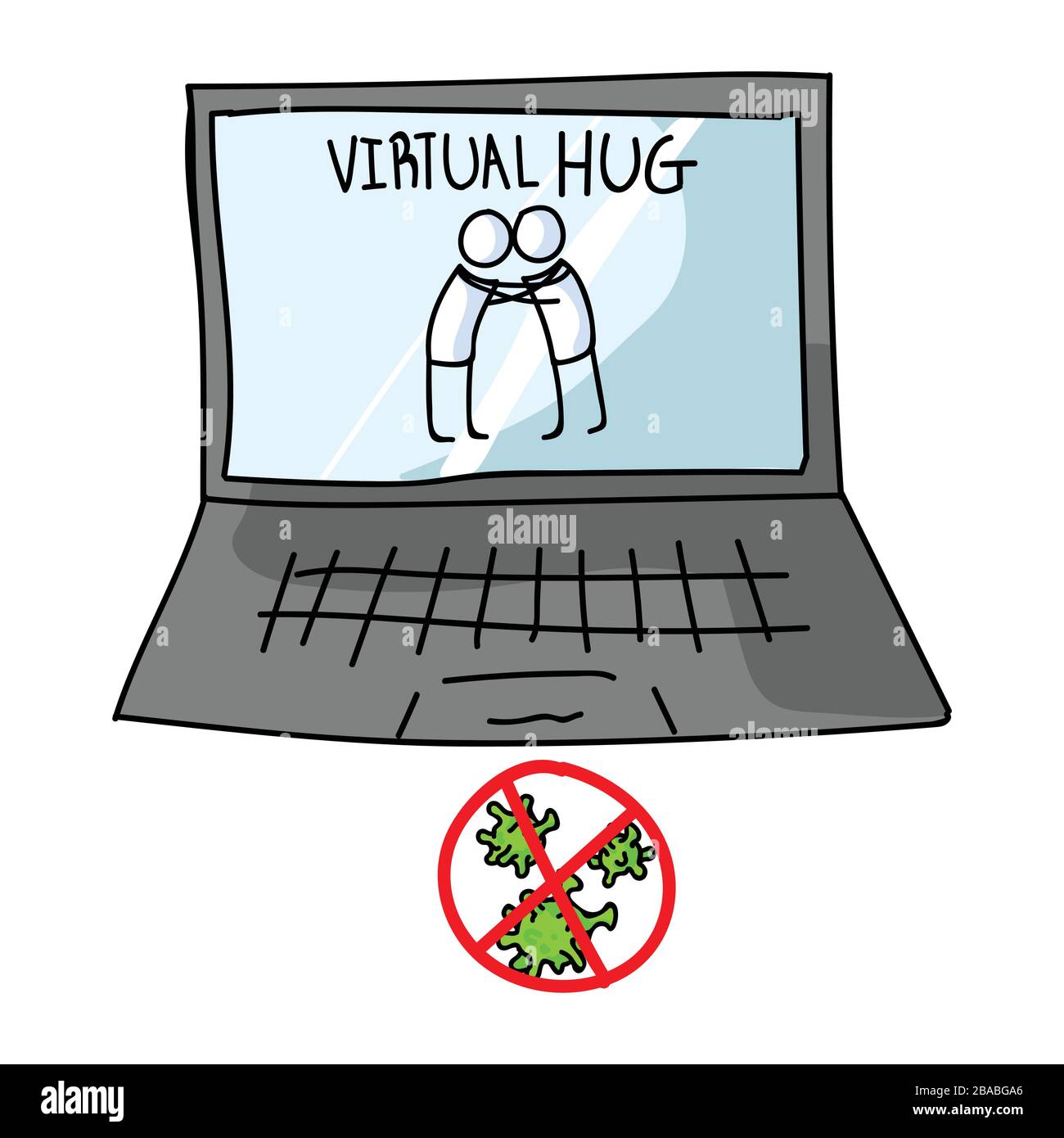 Enviando Virtual Abrazo Corona Virus De Crisis Banner En El