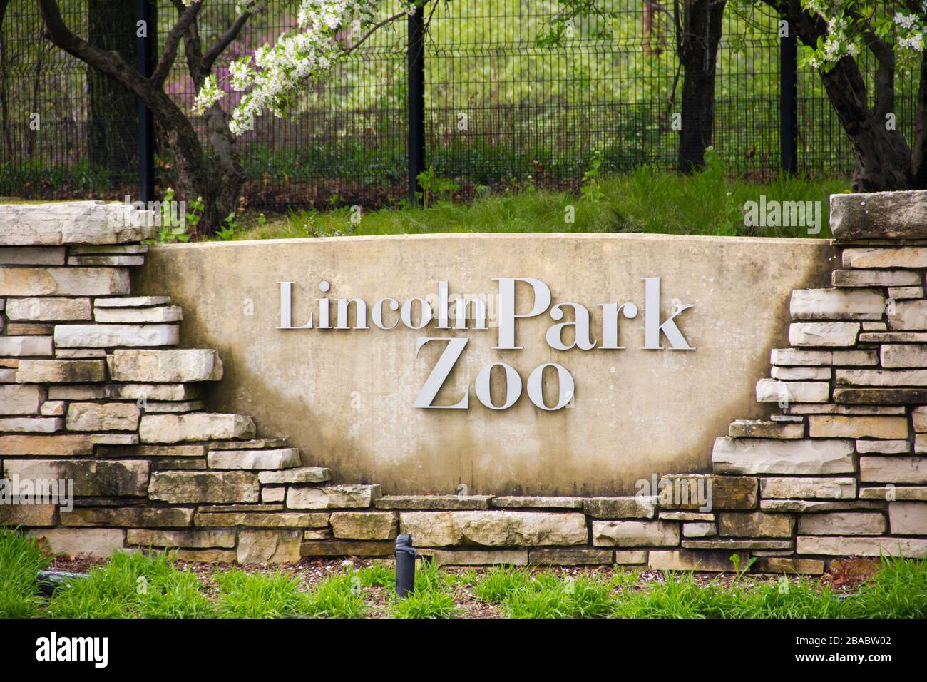 Inscripción de Lincoln Park Zoo, Lincoln Park, Chicago, Illinois, EE.UU Foto de stock