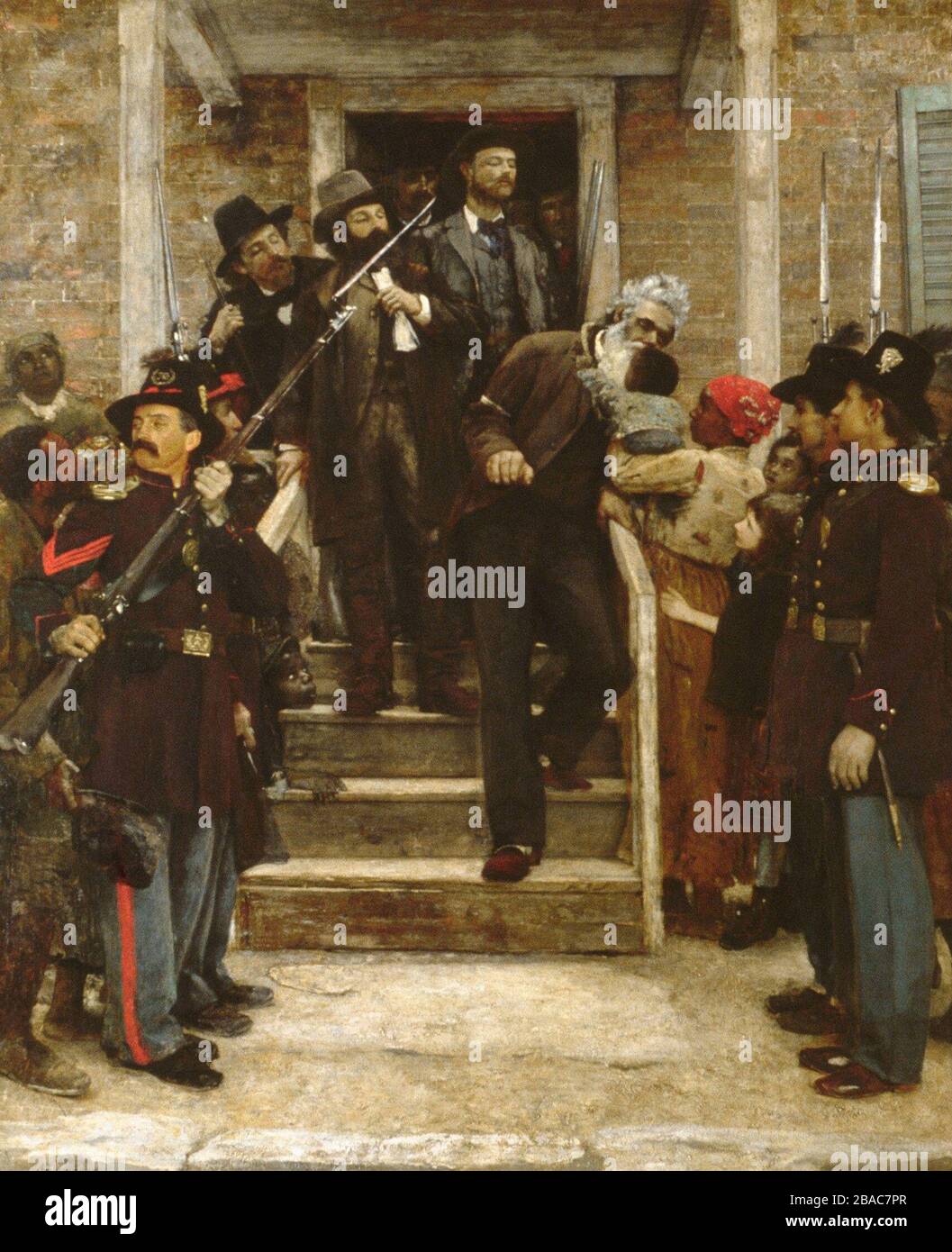 LOS ÚLTIMOS MOMENTOS DE JOHN BROWN, de Thomas Hovenden, pintura americana, 1882-84. Representa a Brown besando a un bebé afroamericano en su camino al andamio para su ejecución, 2 de diciembre de 1859 (BSLOC 2018 5 184) Foto de stock
