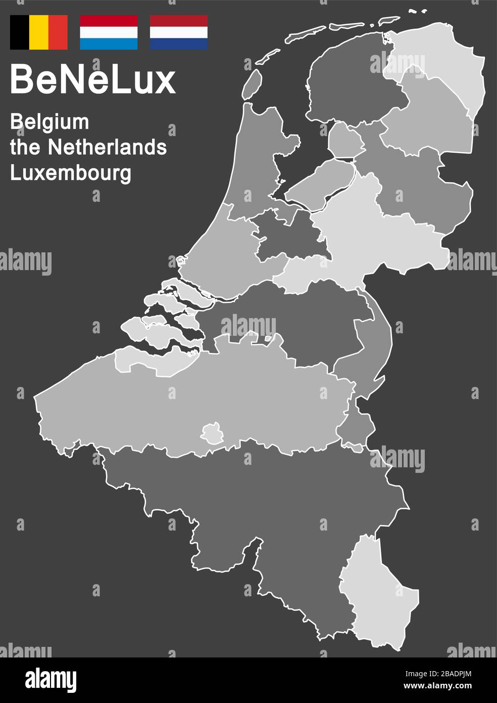 Siluetas de los países bajos, Luxemburgo y Bélgica Ilustración del Vector