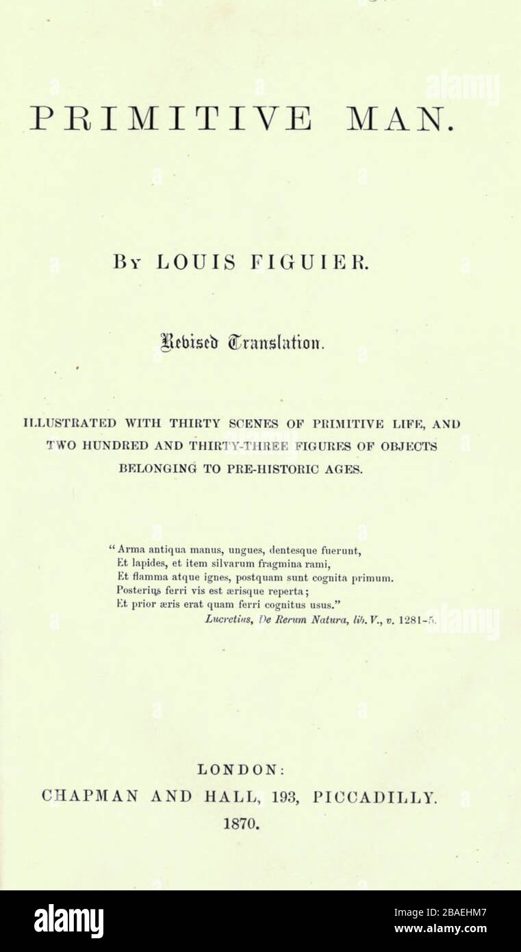 Según el ilustrador francés Emile Bayard (1837-1891), ilustración obra publicada en Primitive Man por Louis Figuier (1819-1894), publicada en Londres por Chapman y Hall 193 Piccadilly en 1870 Foto de stock