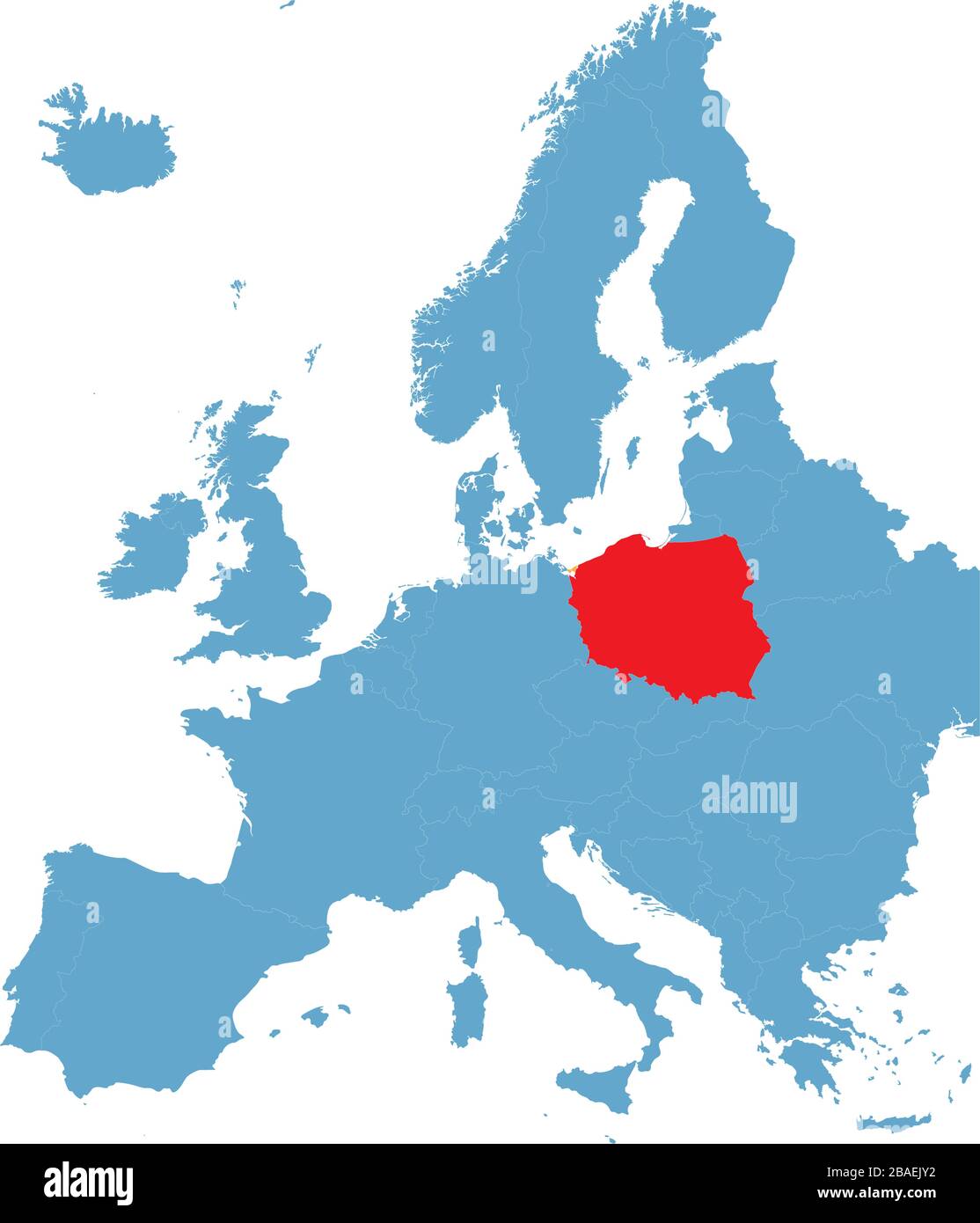 Mapa de Europa y Polonia. Ilustración vectorial. Forma e ilustración gráfica. Ilustración del Vector
