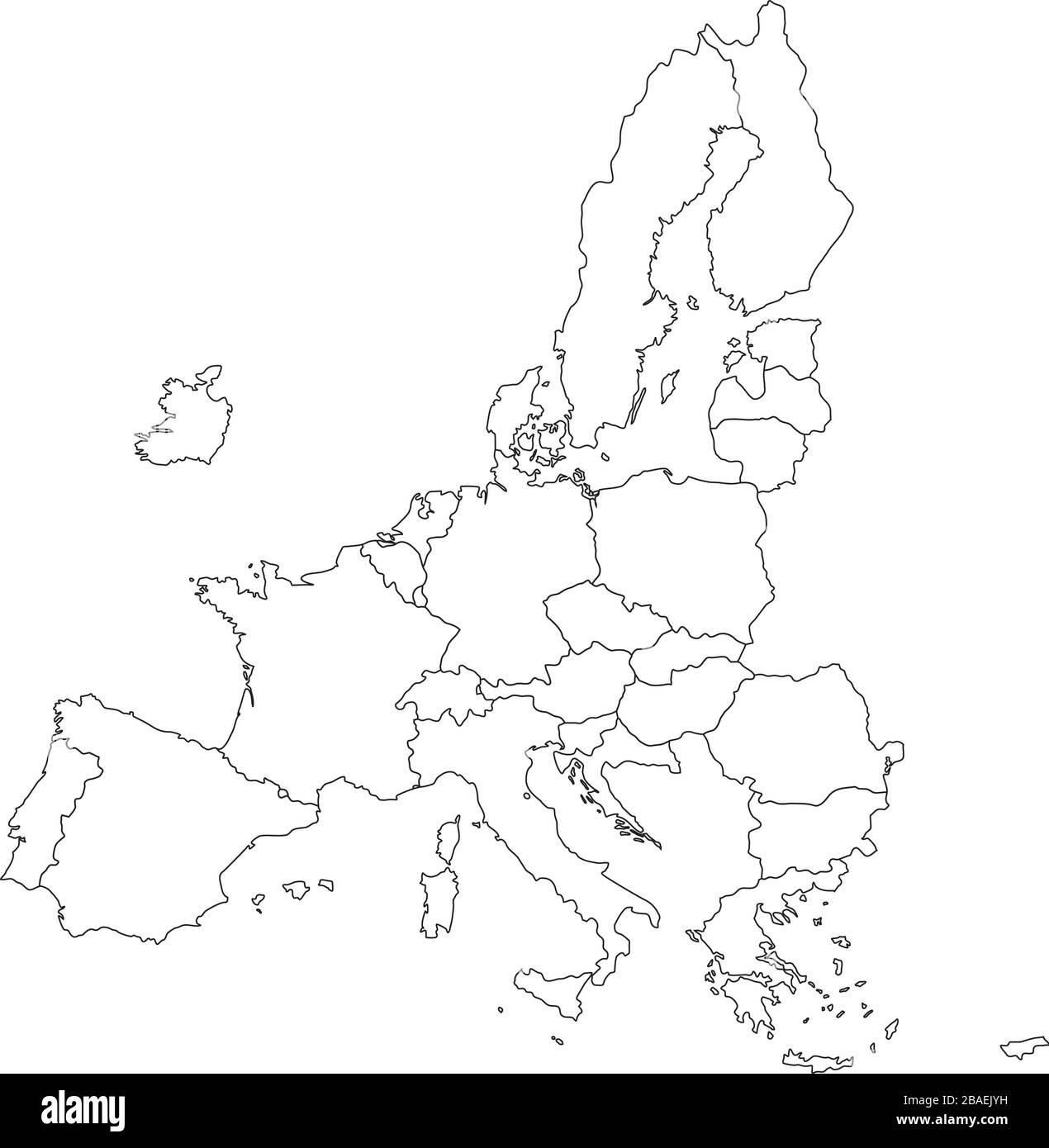 Nuevo mapa de la Unión Europea y Bruselas. Ilustración del vector azul. Ilustración del Vector