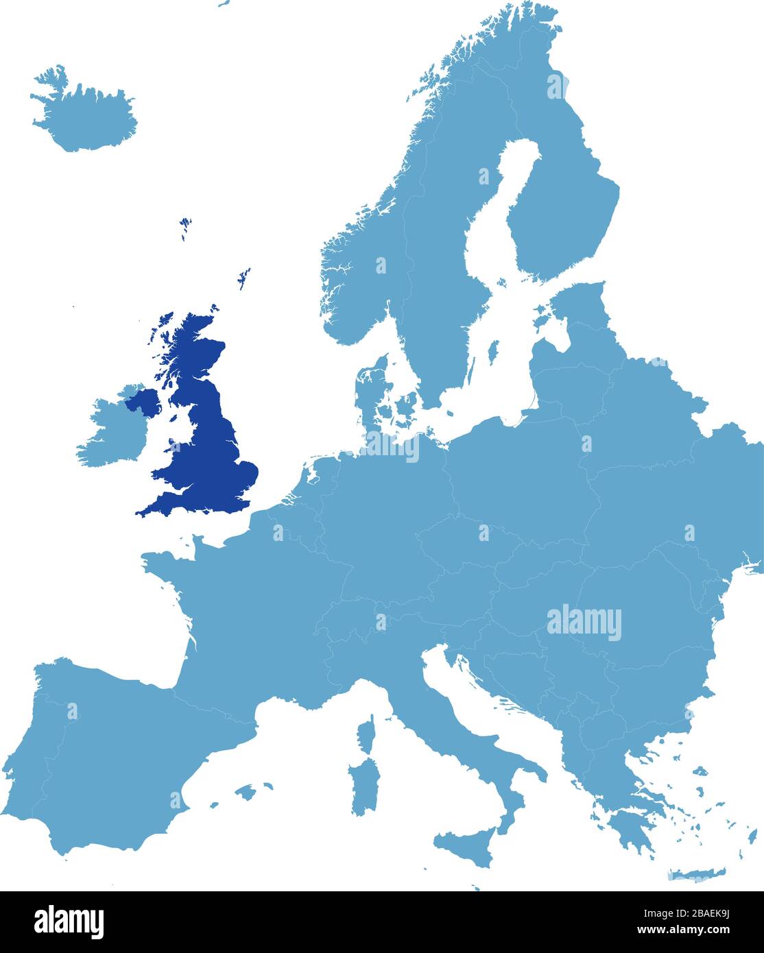 Mapa de Europa y Reino Unido. Ilustración vectorial. Forma e ilustración gráfica. Ilustración del Vector