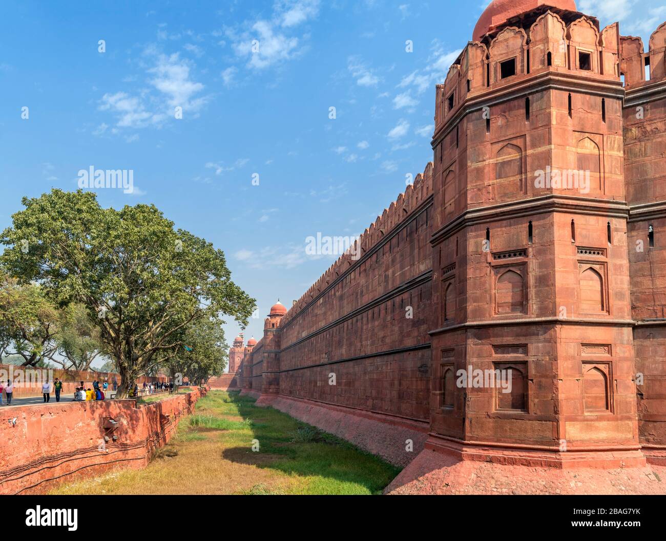 Paredes del fuerte Rojo, Delhi, India Foto de stock